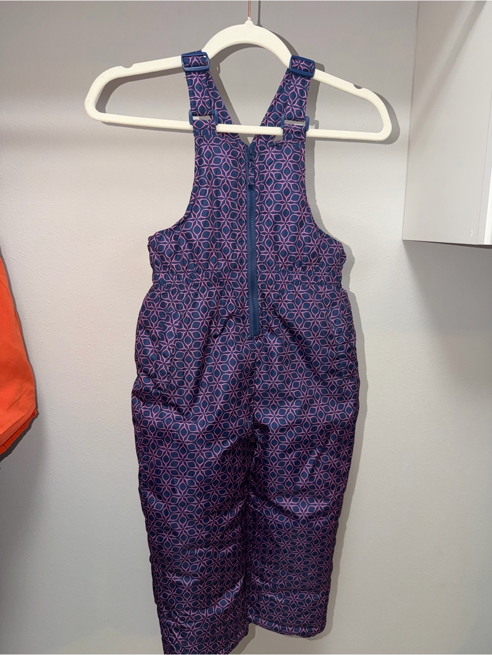 Pink Platinum Purple Geometric Snow Bib Overalls